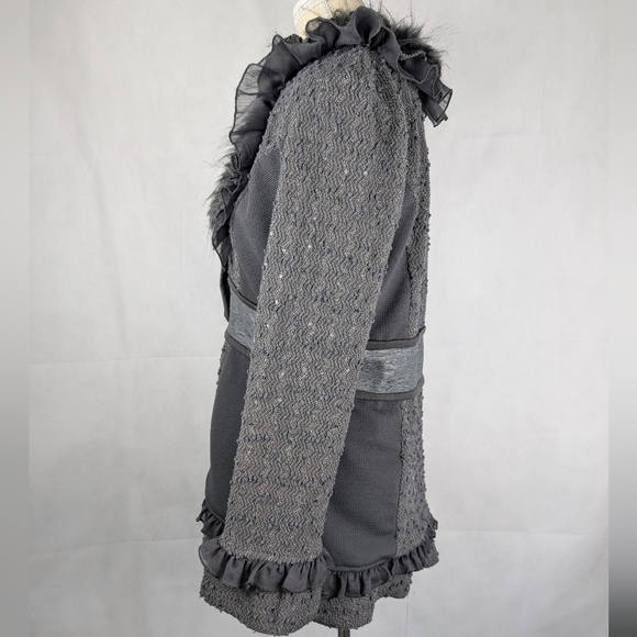 Fantazia Jacket Mixed Fabric button Front Size Medium - Picture 7 of 10